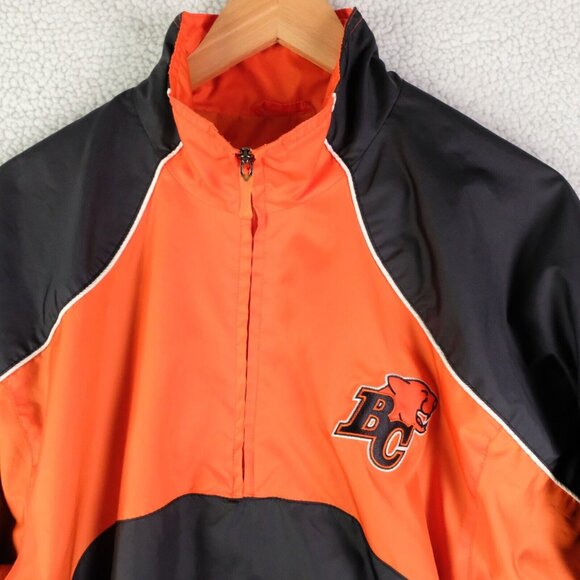 BC Lions Jacket Mens Medium Orange Black Windbreaker Quarter Zip Reebok CFL - Picture 2 of 11